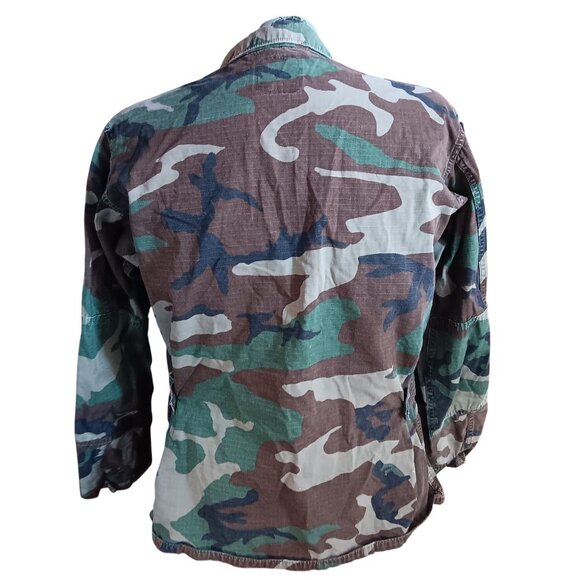 Men's Jacket Combat Medium Vintage U.S. Army Woodland Camouflage Ripstop 1980s - Picture 4 of 6